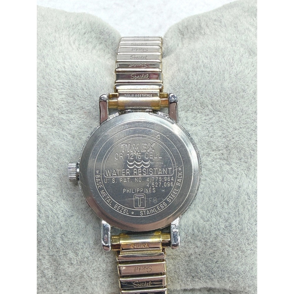 Timex Indiglo Vintage Watch Women Speidel Stretch Band Gold Silver - Picture 4 of 9
